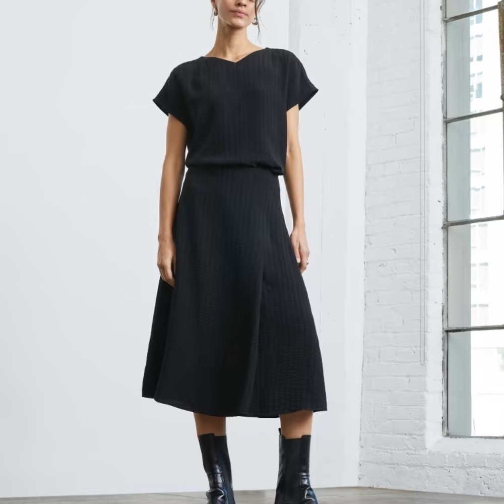 Everlane - City Strip Midi Skirt in Black, size 8